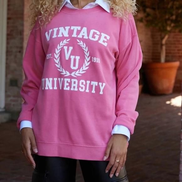 Vintage Havana-Red "Vintage University" Pigment Dyed Crewneck-Large-brand new - Picture 2 of 11